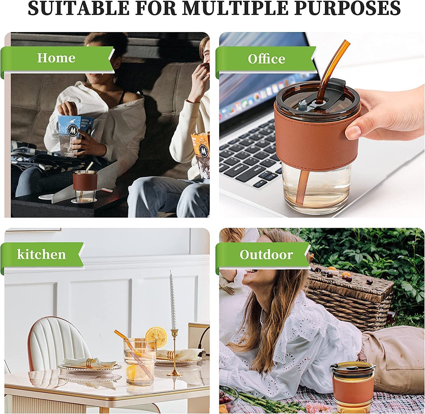 Lid & Straw Glass Cups