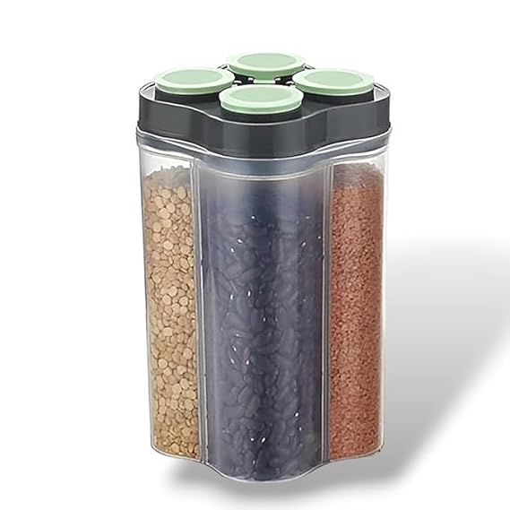 4-Section Container - Multi-Compartment Storage Organizer for Home and Office