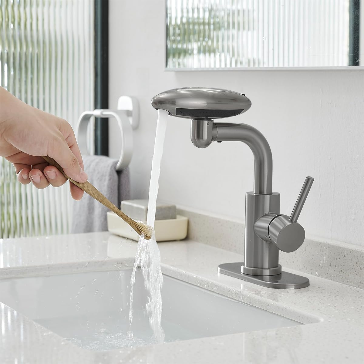 Premium Pull-Out Kitchen Faucet - Stainless Steel, Gunmetal Gray