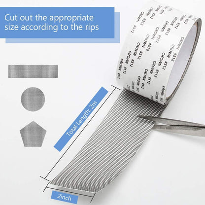 Mosquito Net Repair Tape - Self-Adhesive Grey, 2M x 50MM (Pack of 1),