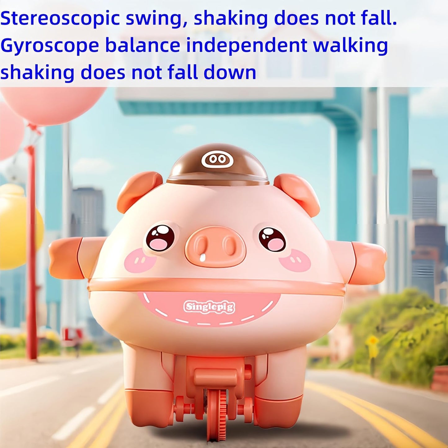 Battery Operated Cute Tightrope Walking Balance Pig Roly-Poly Tumbler