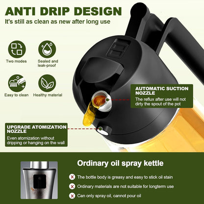 Oil Spray Bottle For Cooking, 2 In 1