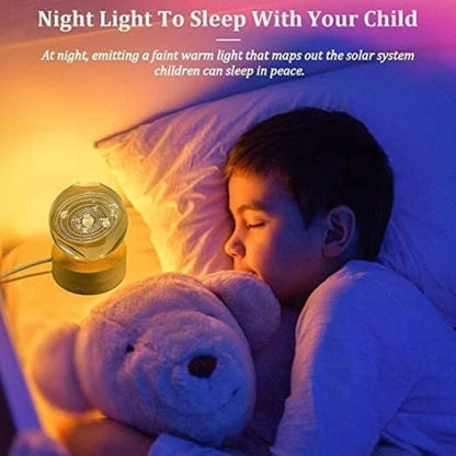 3D Galaxy Crystal Ball Night Light | Dimmable Engraved LED Glass Ball (Solar System)