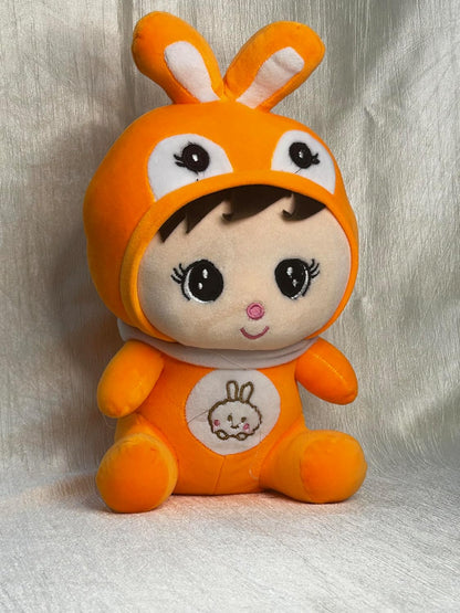 Soft Plush Hug-gable Cuddly Cute Plush Doll for Kids Pack of 2 (Orange-Grey)