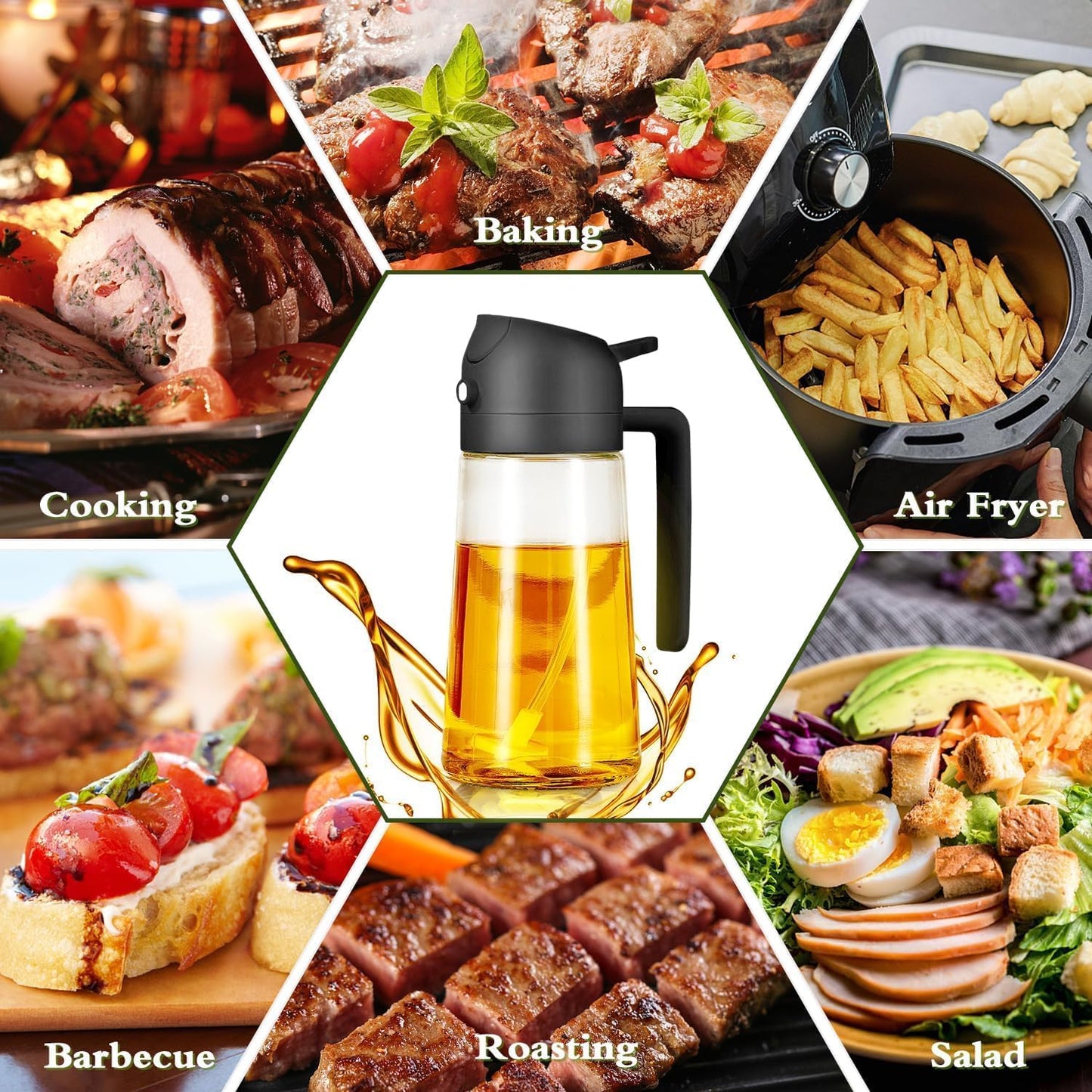 Oil Spray Bottle For Cooking, 2 In 1