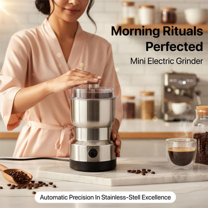 Compact Stainless Steel Electric Grinder for Coffee & Spices