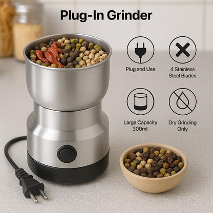 Compact Stainless Steel Electric Grinder for Coffee & Spices