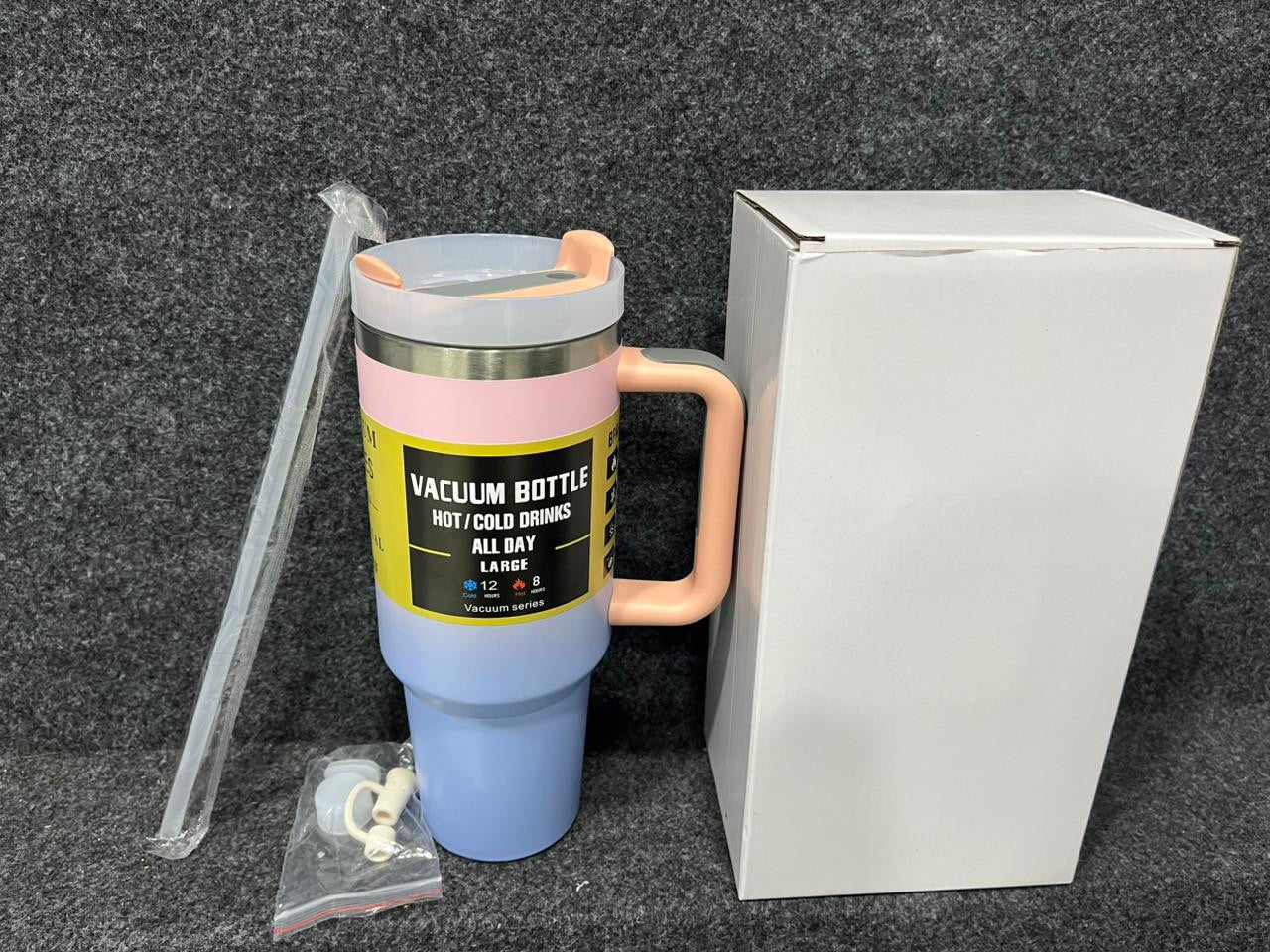 1200ml Tumbler with Straw - Handle – Stainless Steel Double Wall Insulated Cup