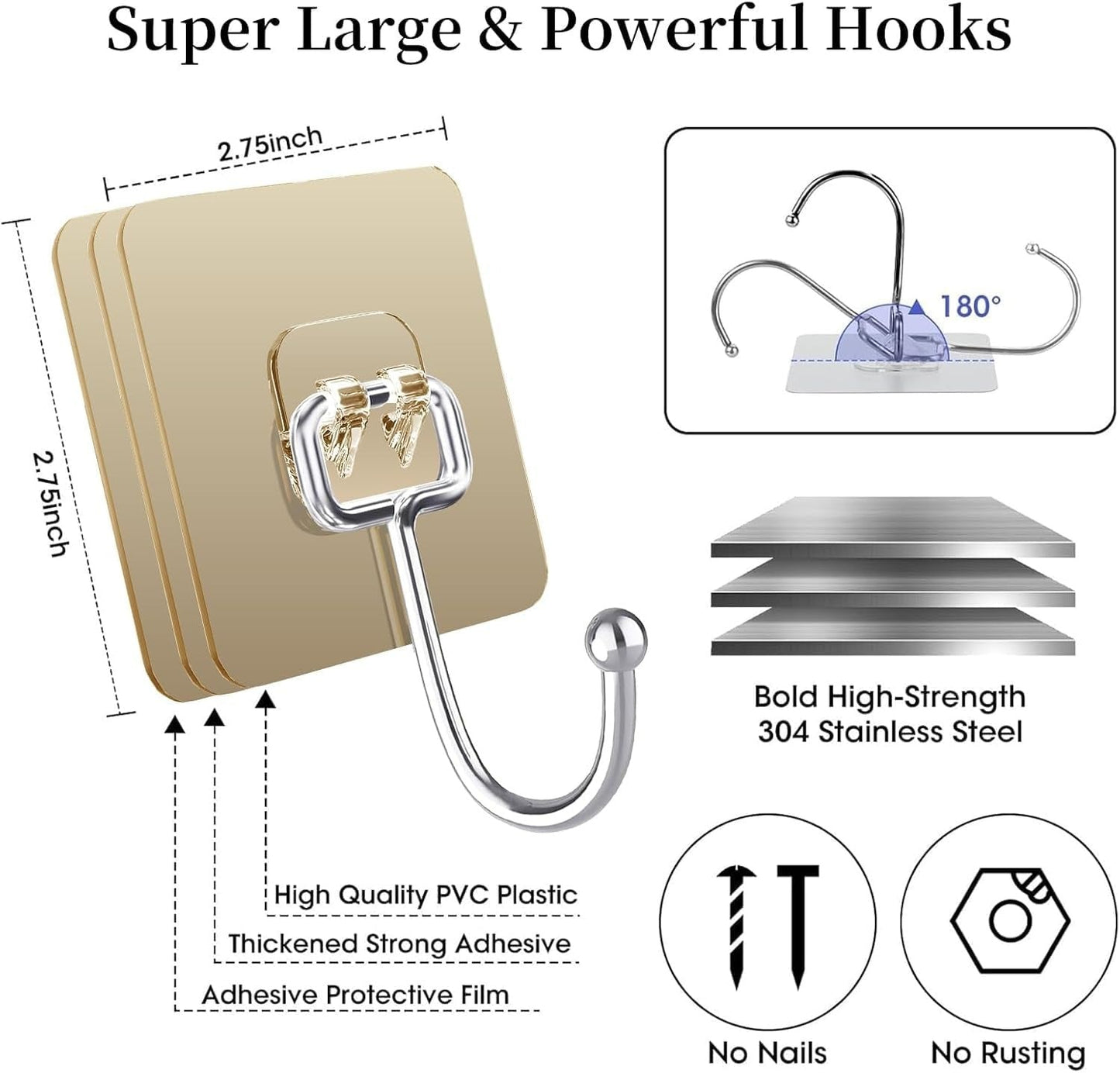Golden Large Hooks For Hanging
