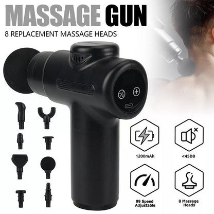 Portable Muscle Massage Gun with 4 Massage Heads, 6 Speeds Percussion Body Back Massager for Athletes Muscle
